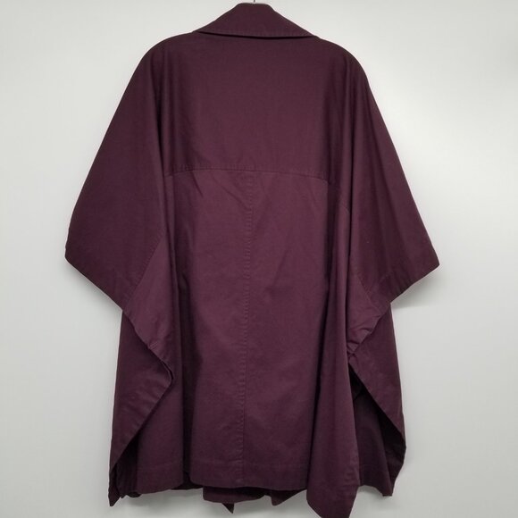 NWOT Ann Taylor Plum Trench Coat / Cape Poncho M/L - Perfect Piece for Fall - Picture 4 of 7